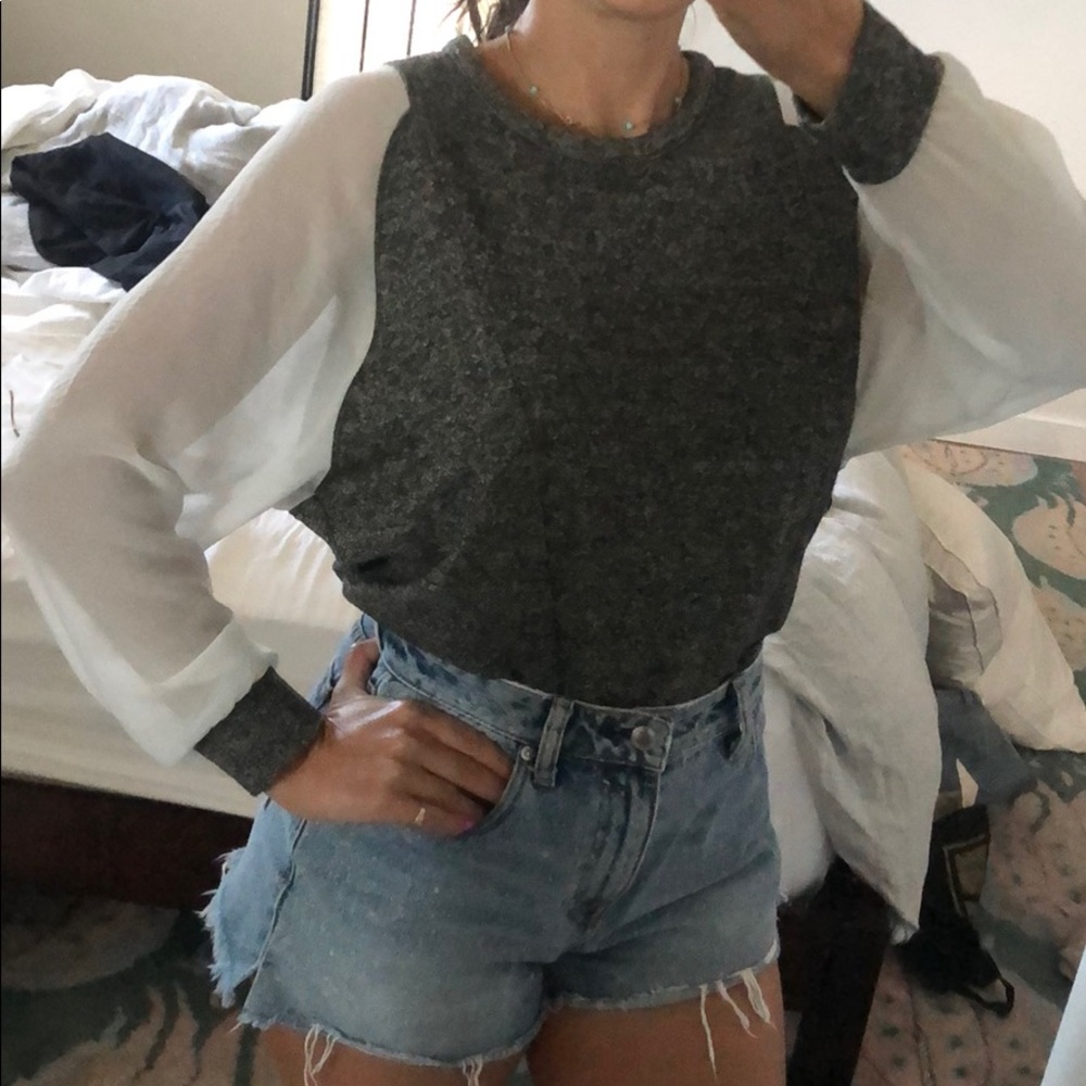 UO Sparkle & Fade Sheer Arm Accent Top